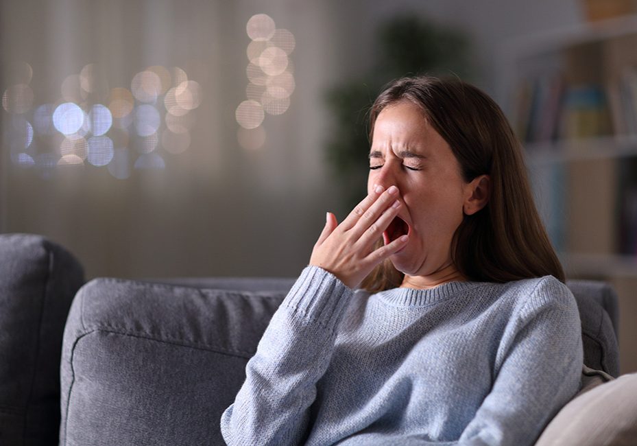 woman yawning